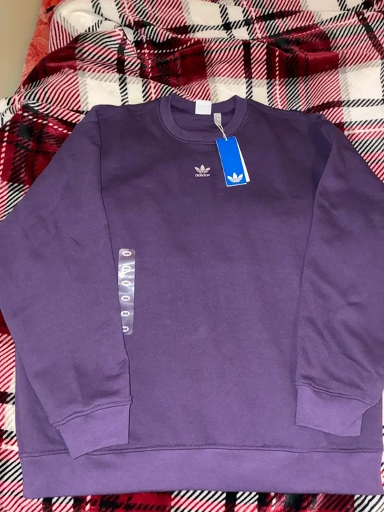 adidas Purple Trefoil Crewneck Sweatshirt - Picture 2 of 4
